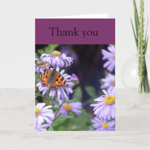 Butterfly vid vila på Tack Card för blommor Kort