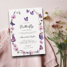 Butterfly Vild Lila Mauve Rosa Flicka Shower Inbjudningar