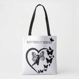 Butterfly Vingar Heart Silhouette Tote Bag Tygkasse