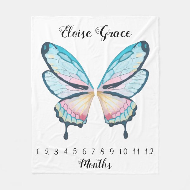 Butterfly Vingar Milestone Blanket Fleecefilt (Framsidan)