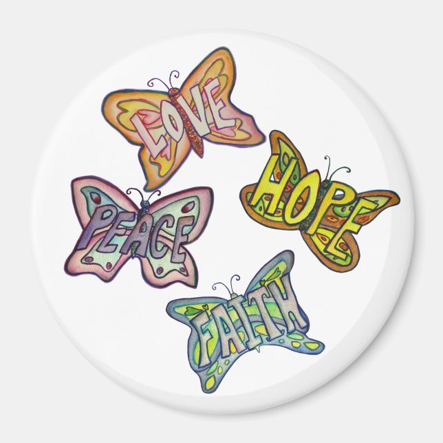 Butterfly Vingar Ord Art Gift Fridge Magnets Magnet (Framsidan)