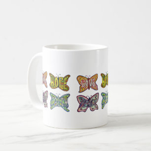 Butterfly Vingar Ord Art Inationskaffe Mugg