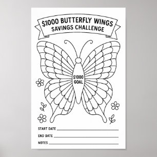 Butterfly Vingar Savings Challenge Tracker Poster