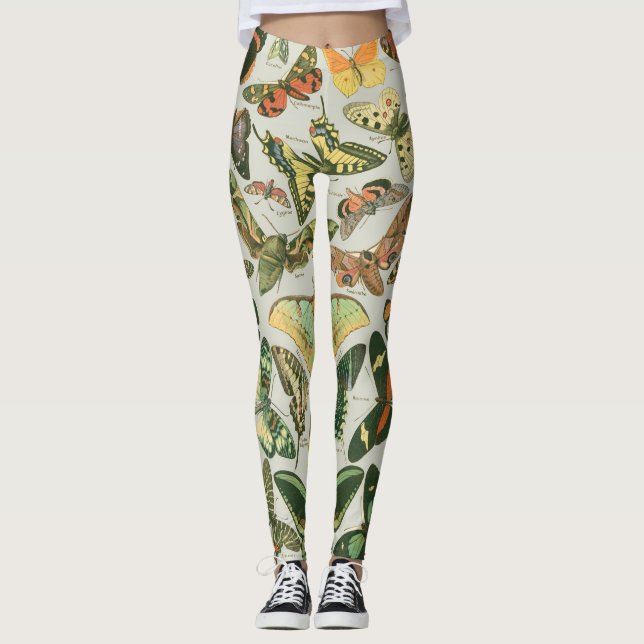 Butterfly Vintage Antique Butterflies Art Leggings (Framsida)
