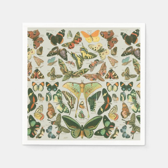Butterfly Vintage Antique Butterflies Art Pappersservett (Framsidan)