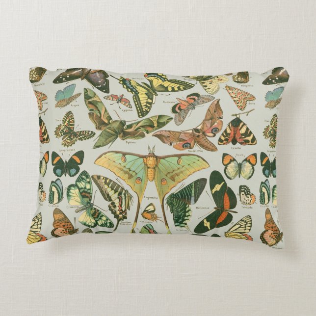Butterfly Vintage Antique Butterflies Art Prydnadskudde (Baksidan)
