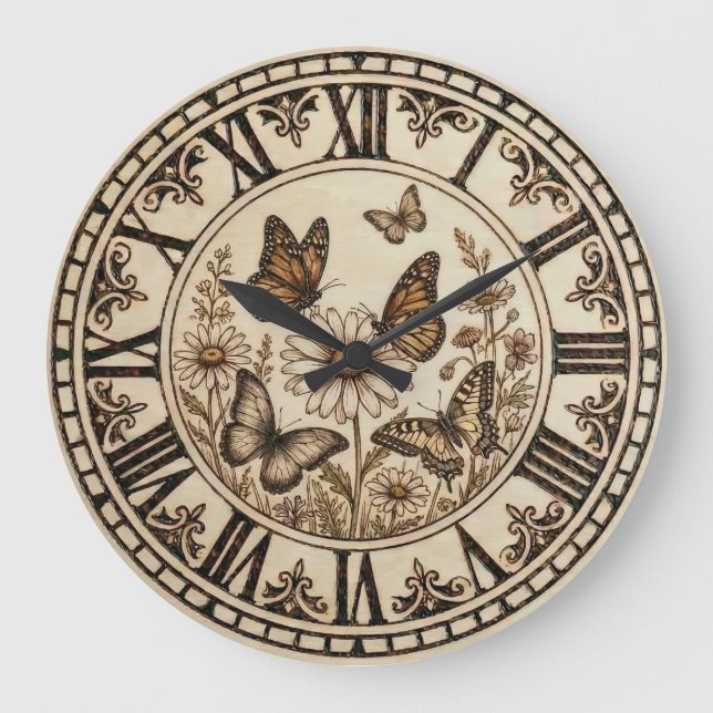 Butterfly Wall Clock   Stor Klocka (Framsida)