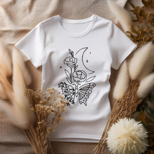 Butterfly Waning Crescent Måne T Shirt