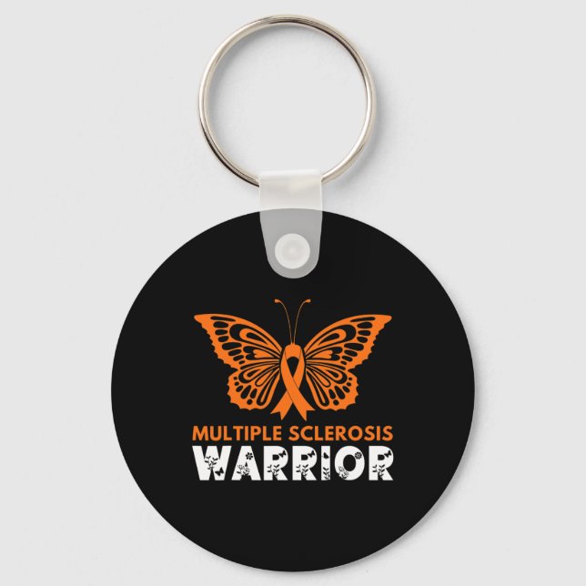 Butterfly Warrior Många Sclerosis Awareness Ora Nyckelring (Framsida)