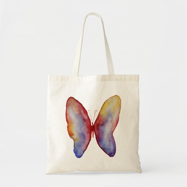 Butterfly Watercolor Art Budget Tote Tygkasse (Framsidan)