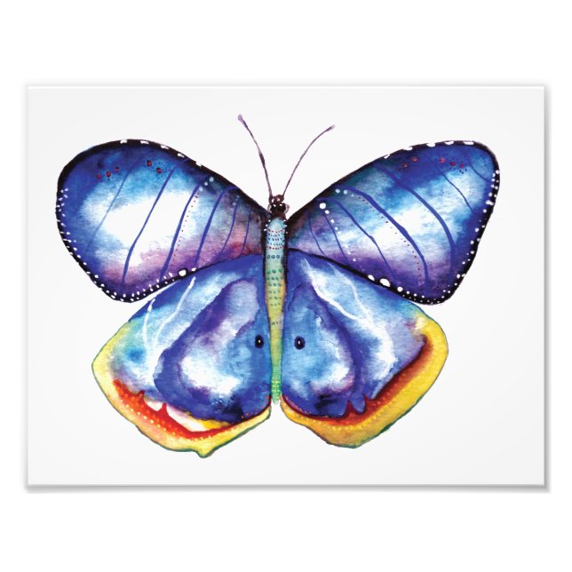 Butterfly Watercolor Art Photo Papper (Satin) Fototryck (Framsidan)