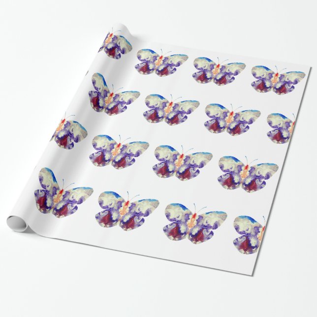 Butterfly Watercolor Art Presentpapper (Utrullad)