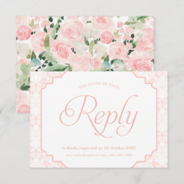 Butterfly Watercolor Blommigts  Rosa OSA Kort