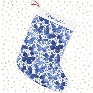 Butterfly Watercolor Blue Liten Julstrumpa