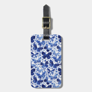 Butterfly Watercolor Blue-Personlig Bagagebricka