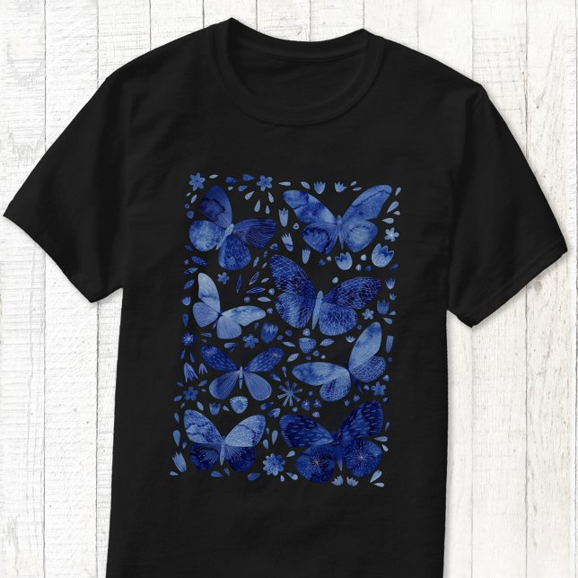 Butterfly Watercolor Blue T Shirt (Blue butterfly t-shirt)