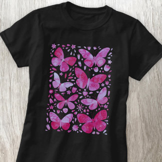 Butterfly Watercolor Magenta Rosa T-Shirt