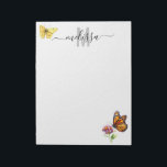 Butterfly Watercolor Monogram Namn Anteckningsbloc Anteckningsblock<br><div class="desc">Den här designen kan vara personlig i det område som tillhandahålls genom att ändra fotot och/eller text. Du kan också anpassa den genom att klicka på Anpassa den här mallen och sedan välja klicka för att anpassa ytterligare alternativ och ta bort eller ändra färg i bakgrunden, lägga till text, ändra...</div>