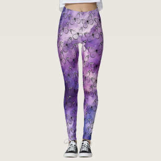 Butterfly Watercolor Mönster Lila Leggings