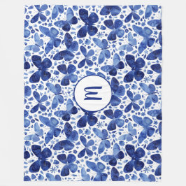 Butterfly Watercolor Mönster Monogram Fleecefilt