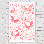 Butterfly Watercolor Peach Coral Rosa Canvastryck<br><div class="desc">Koral rosa och vit vattenfärgsfjärilmålning. Originalkonst av Nic Squirrell.</div>