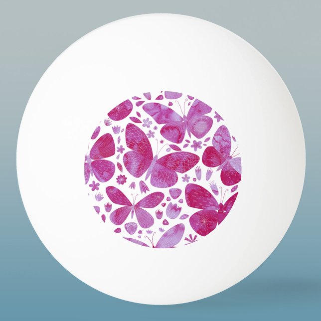 Butterfly Watercolor Pingisboll (Pink watercolor butterfly ping pong ball)