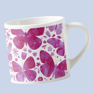 Butterfly Watercolor Rosa Espressomugg