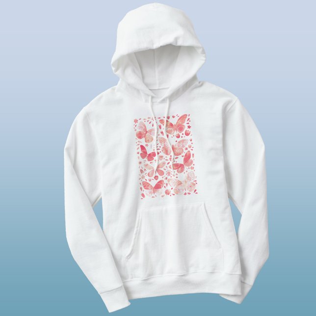 Butterfly Watercolor Rosa T Shirt (Peach coral blush pink watercolor butterfly hoodie)