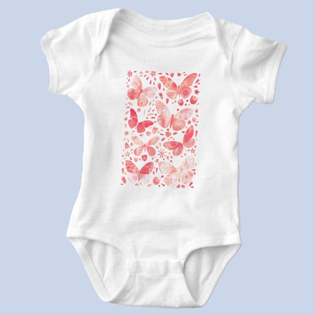 Butterfly Watercolor Rosa T Shirt (Peach pink watercolor butterfly t-shirt)