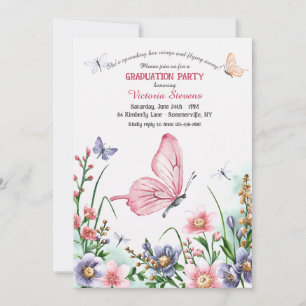 Butterfly Watercolor Studenten Inbjudningar