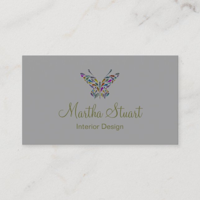 Butterfly Whispers CHANGE FÄRG ~ Affärskort Visitkort (Framsida)