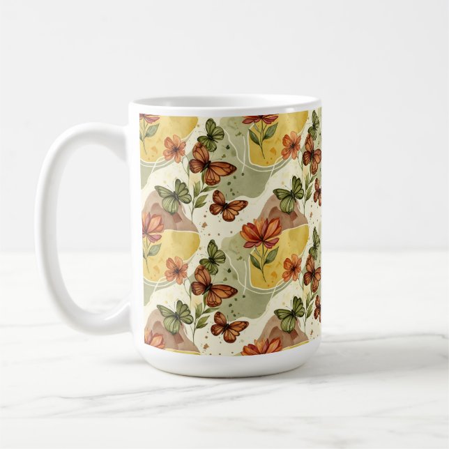 Butterfly Whispers i Earth Tones Kaffemugg (Vänster)