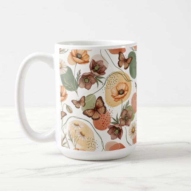 Butterfly Whispers i Earth Tones Kaffemugg (Vänster)