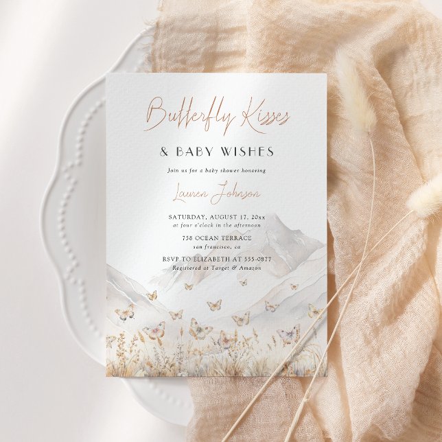 Butterfly Wildblombergen Girl Baby Shower Inbjudningar (Skapare uppladdad)