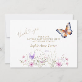 Butterfly WildblommBaby Shower Calligraphy Tack Kort