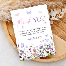Butterfly Wildblomme Baby Shower - tack för ditt k