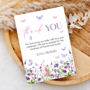 Butterfly Wildblomme Baby Shower - tack för ditt k Kort