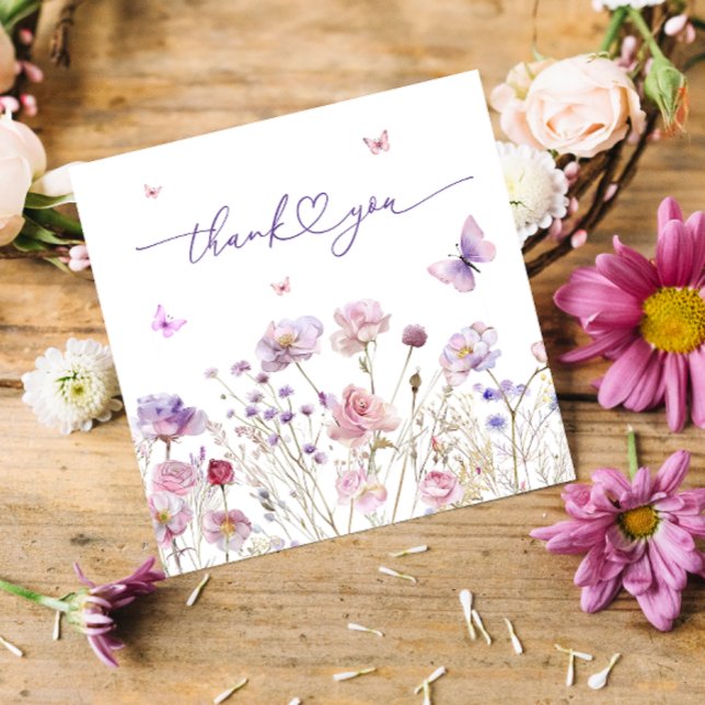 Butterfly & Wildblomme Baby Shower - tackkort Tack Kort (Skapare uppladdad)