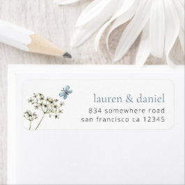 Butterfly WildblommNamn Returadress Bröllop Etikett