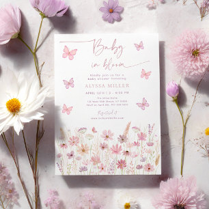 Butterfly Wildblommor Baby i Bloom Baby Shower Inbjudningar