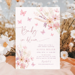 Butterfly Wildblommor Baby i Bloom Baby Shower Inbjudningar