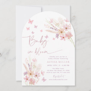 Butterfly Wildblommor Baby i Bloom Baby Shower Inbjudningar