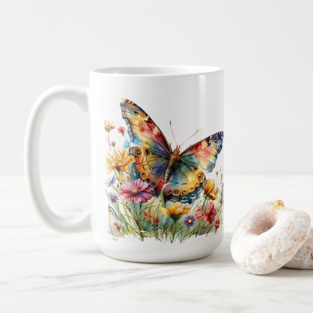 Butterfly & Wildblommor Coffee Mugg (Med munk)