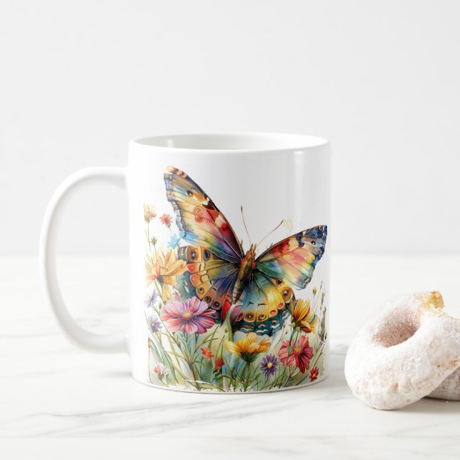 Butterfly & Wildblommor Coffee Mugg (Med munk)