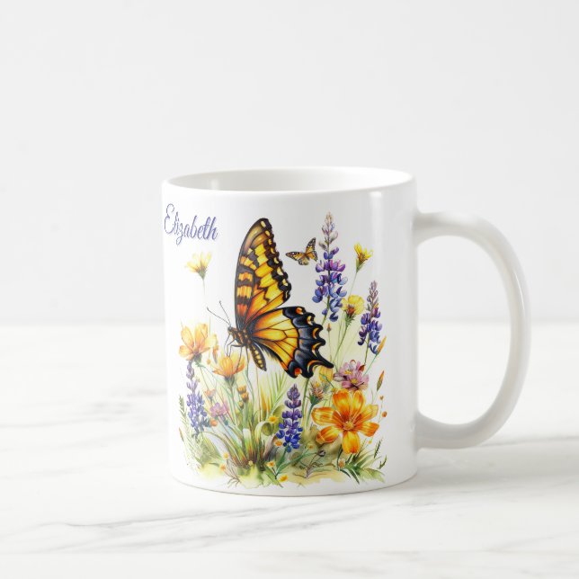 Butterfly & Wildblommor Coffee Mugg (Höger)