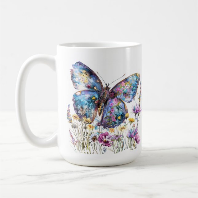 Butterfly & Wildblommor Coffee Mugg (Vänster)