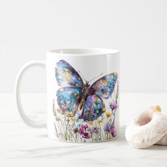 Butterfly & Wildblommor Coffee Mugg (Med munk)