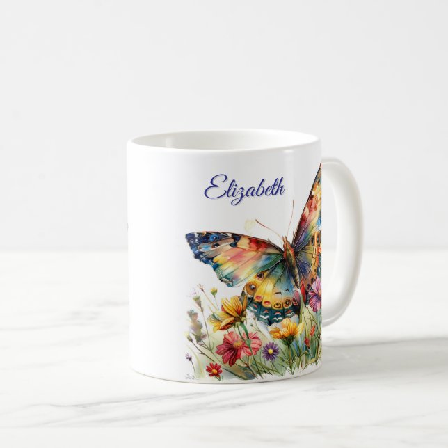 Butterfly & Wildblommor Coffee Mugg (Framsida höger)