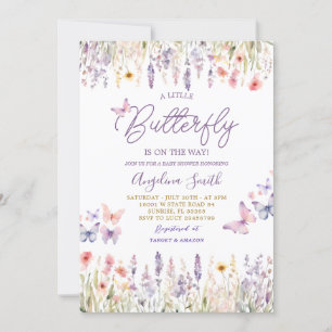 Butterfly Wildblommor Garden Blommigt Baby Shower Inbjudningar