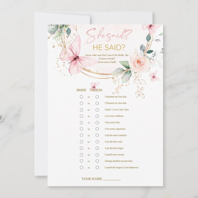 Butterfly Wildblommor sa att hon sa att hon sa att Inbjudningar (Framsida)